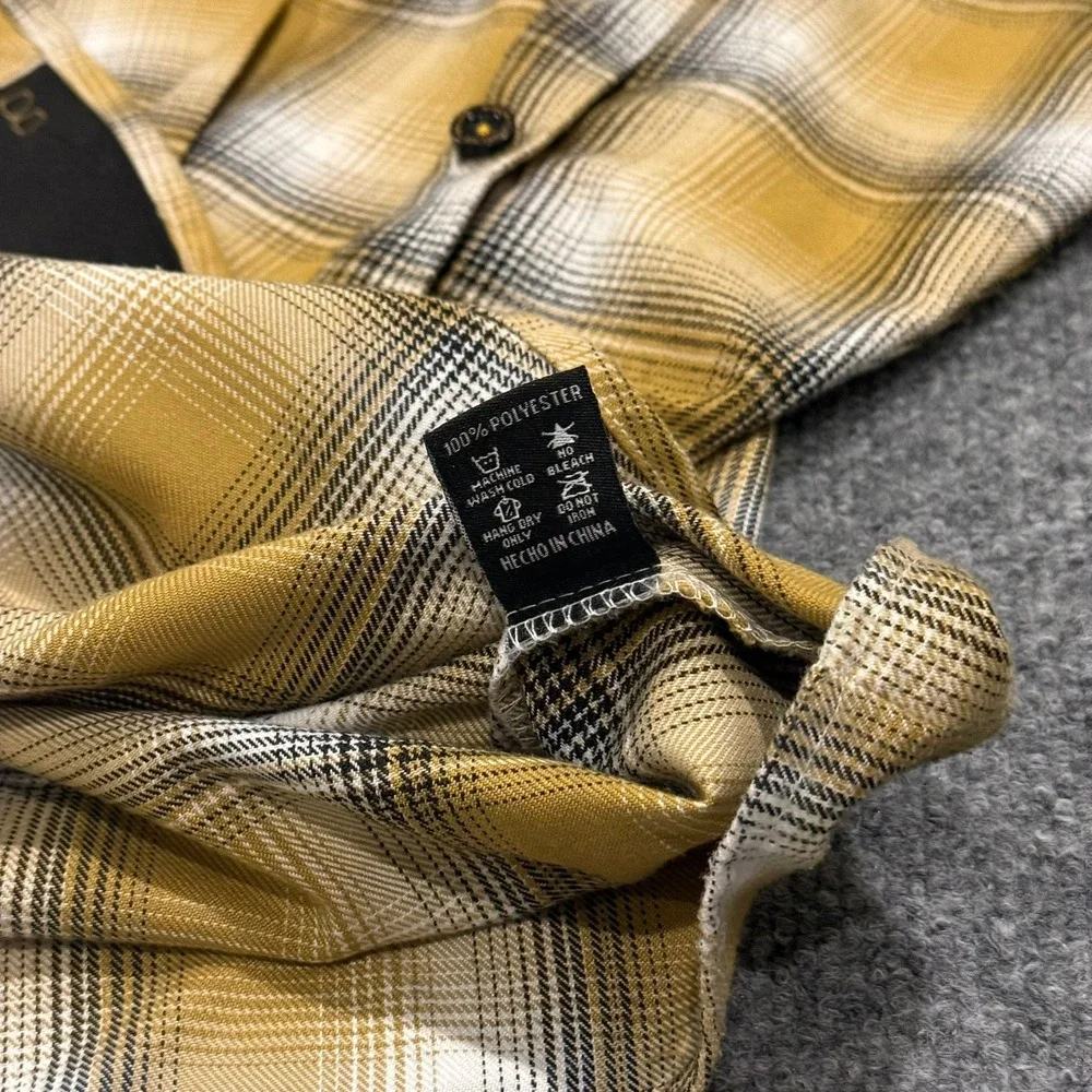 Dixxon Flannel The Sutter Mens 4X Yellow/gold Plaid Pearl Snap Closure